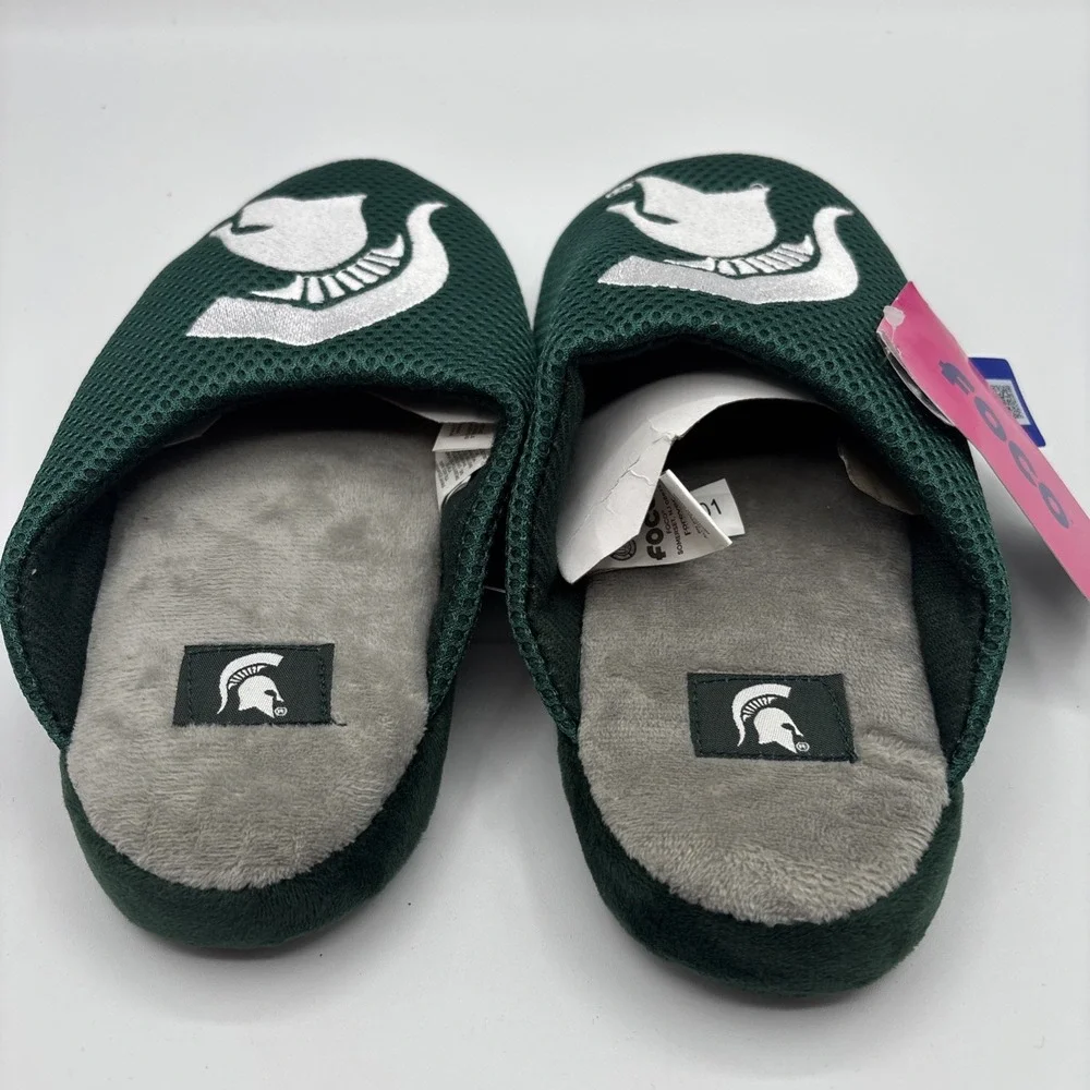 Foco MSU Michigan State Spartans Green Slippers Youth Size Large‎ (5-6) New